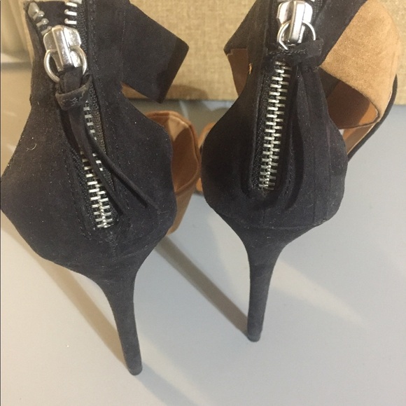Zara Black‎ & tan brown suede open toe cross band platform stilettos size 41/10 - Picture 14 of 14